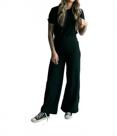 Project Social T Beau Wide Leg Pant In Black In Green