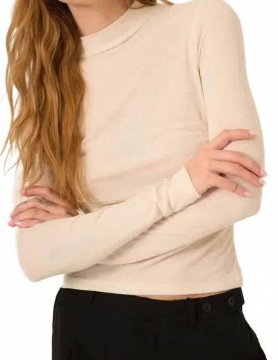 Project Social T Belle Baby Rib Mock Neck Long Sleeve Top In Oatmeal In Neutral