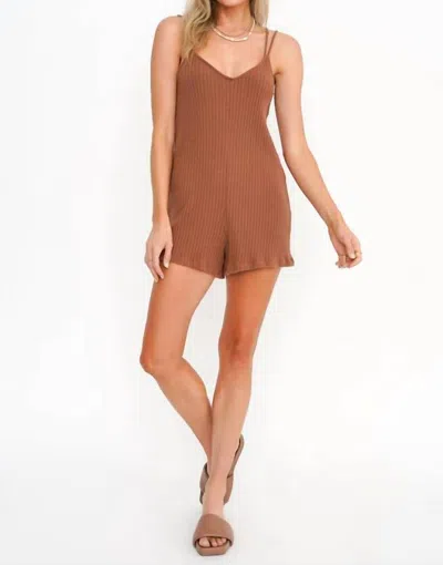 Project Social T Best Coast Rib Romper In Desert Terra In Brown