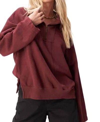Project Social T Better Late Half Zip Sweatshirt In Spiced Copper In Red