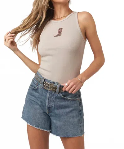 Project Social T Bow Boot Tank Top In Raw Linen In Neutral