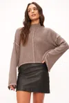 Project Social T Break It Down Sweater Rib Mock Neck In Brown
