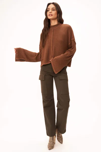 Project Social T Break It Down Sweater Rib Mock Neck In Brown