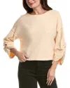 Project Social T Callie Ruched Sleeve Textured Sweatshirt In Neutral
