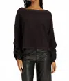 Project Social T Callie Ruched Sleeve Textured Sweatshirt In Black
