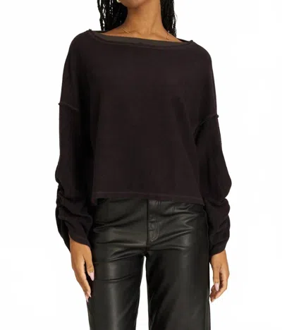 PROJECT SOCIAL T CALLIE RUCHED SWEATSHIRT IN VINTAGE BLACK