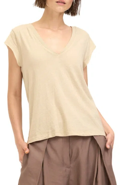Project Social T Canyon V-neck T-shirt In Camel