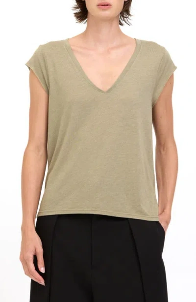 Project Social T Canyon V-neck T-shirt In Olive