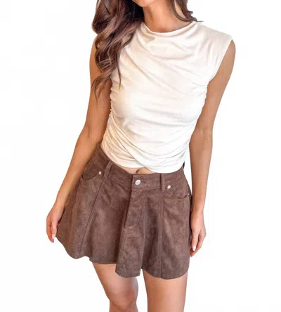 Project Social T Carine Shirred Side Rib Tank Top In Ivory In White