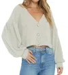 Project Social T Carmen Button Cardigan In Grey In Gray