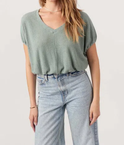 Project Social T Cerise V-neck Bubble Rib Tee In Chameleon In Green