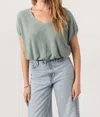 Project Social T Cerise V-neck Bubble Tee In Green In Green