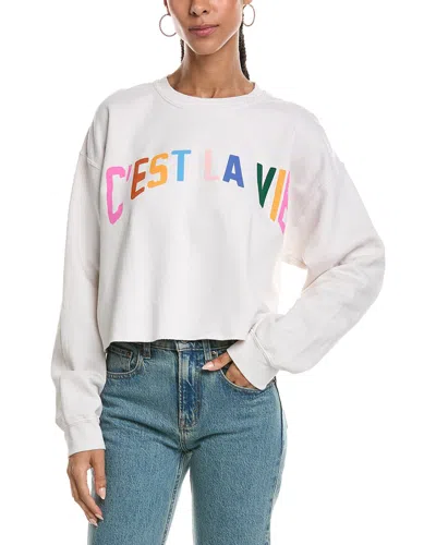 Project Social T C'est La Vie Raw Hem Sweatshirt In White