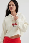 Project Social T Cherries Graphic Cropped Hoodie Sweatshirt In Ivory, Women's At Urban Outfitters