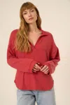 Project Social T Chiara Cozy Collared Pullover In Red