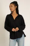 Project Social T Get Ready Mixed V Neck Pullover In Dark Night In Black