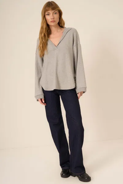 Project Social T Chiara Cozy Collared Pullover In Gray