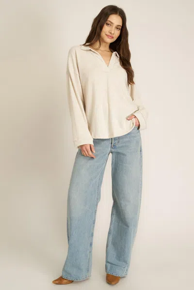 Project Social T Chiara Cozy Collared Pullover In Neutral