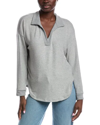 Project Social T Chiara Heathered Cozy Collared Pullover In Gray