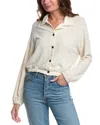 Project Social T Ciara Collared Button Front Cozy Top In White