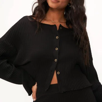 Project Social T Claudia Ash Rib Cardigan In Black