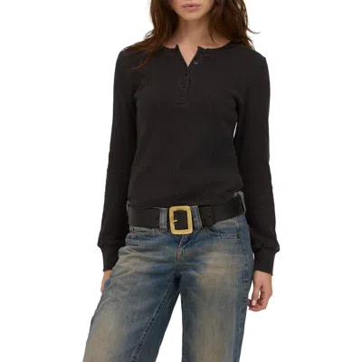 Project Social T Coastal Waffle Knit Henley In Black