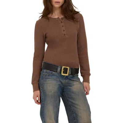 Project Social T Coastal Waffle Knit Henley In Brown