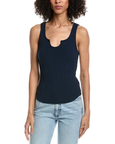 Project Social T Constanza Heathered Notch Neck Rib Tank Top In Navy