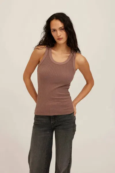 Project Social T Cooper Rib Tank Top In Deep Taupe In Brown