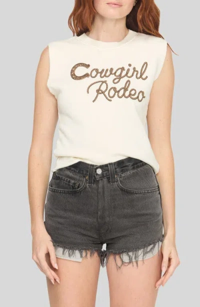 Project Social T Cowgirl Rodeo Graphic Sleeveless Sweatshirt In White