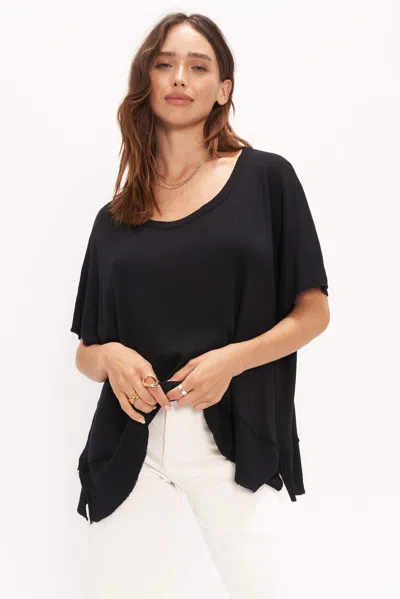 Project Social T Dalette Scoop Relaxed Rib Tee In Black