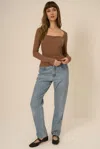 Project Social T Danni Seamless Square Neck Long Sleeve In Brown