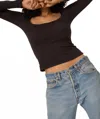 Project Social T Danni Seamless Square Neck Long Sleeve Top In Washed Black
