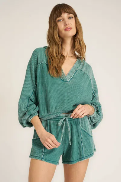 Project Social T Dante Seamed Burnout Thermal Hoodie In Green
