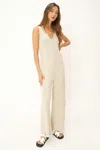 Project Social T Destination Notch Neck Sweater Rib Jumpsuit In Multi