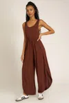 Project Social T Do It Again Scoop Neck Jumpsuit In Brown
