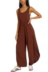 Project Social T Do It Again Scoop Neck Jumpsuit In Russet Brown