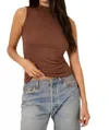Project Social T Domino Lurex Mock Tank Top In Gingerbread In Multi
