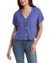Project Social T Dorian Button Front Top In Blue Iris In Blue