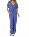Project Social T Dorian Button Front Top In Blue In Blue