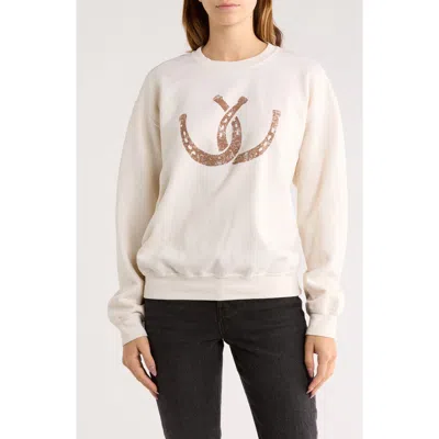 Project Social T Double Horseshoes Graphic Sweatshirt In White