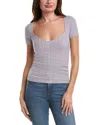 Project Social T Dylana Pointelle Sweetheart Neck T-shirt In Purple