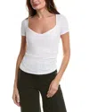 Project Social T Dylana Pointelle Sweetheart Neck T-shirt In White