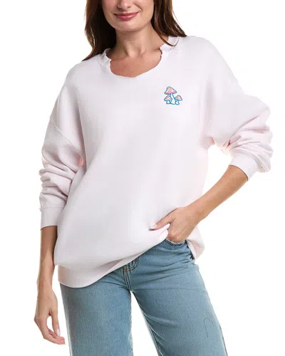 Project Social T Embroidered Mushrooms Cut Crew Sweatshirt In Pink