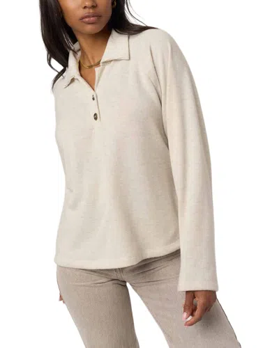Project Social T Enzo Cozy Collared Henley Sweatshirt In Neutral