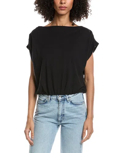 Project Social T Estelle Pleated Shoulder T-shirt In Black