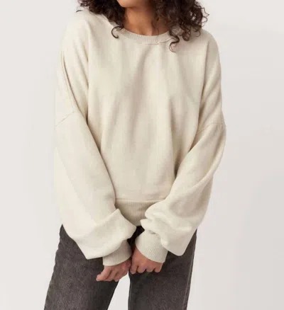 Project Social T Evie Pleated Crew Sweatshirt In Oat In White