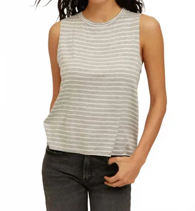Project Social T Extra Mixed Stripe Tank Top In Heather Grey/ivory In Gray