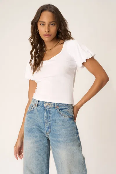 Project Social T Eye Candy Puff Sleeve Sweetheart Tee In White