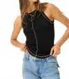 Project Social T Feeling Good Seamed Rib Tank Top In Black In Blue
